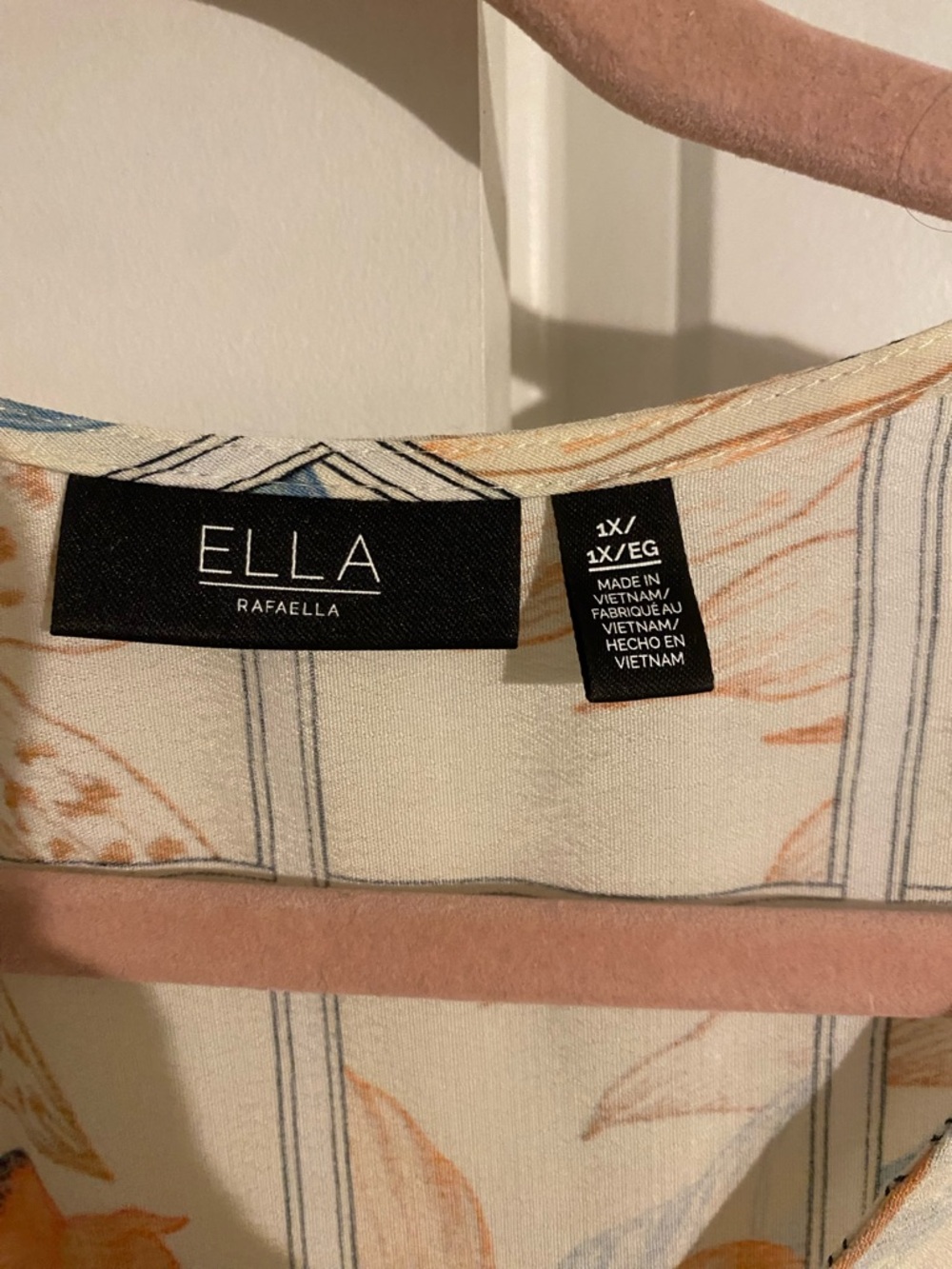 Rafaella Cream Blouse with Blue and Orange Floral Grid - Picture 3 of 4
